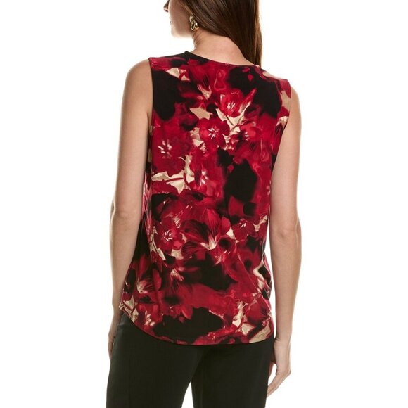 Anne Klein womens Pleat Front Shell Tank Blouse Top, Size L, Red - Picture 2 of 2